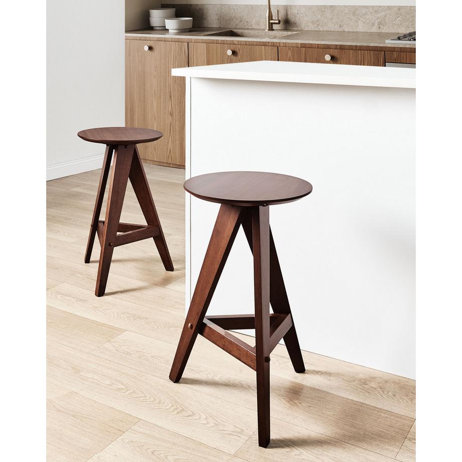 Beliani Lot de 2 tabourets de bar en Bois d'hévéa Traditionnel AROMA  