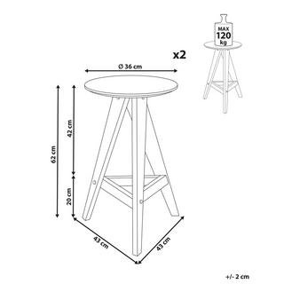 Beliani Set di 2 sgabelli da bar en Legno di caucciù Retrò AROMA  
