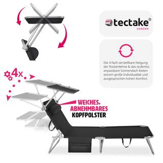 Tectake 2er Set Sonnenliege stufenlos verstellbares Sonnendach  