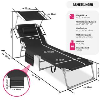 Tectake 2er Set Sonnenliege stufenlos verstellbares Sonnendach  