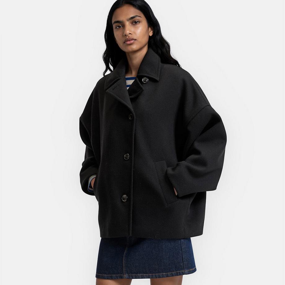 Manteau court oversize boutonné