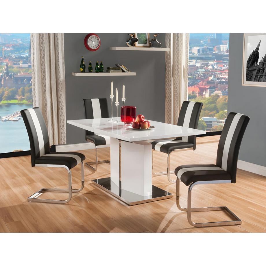 Vente-unique Table à  manger extensible TRINITY 6 à  8 cous Acier inoxydable MDF laqué  