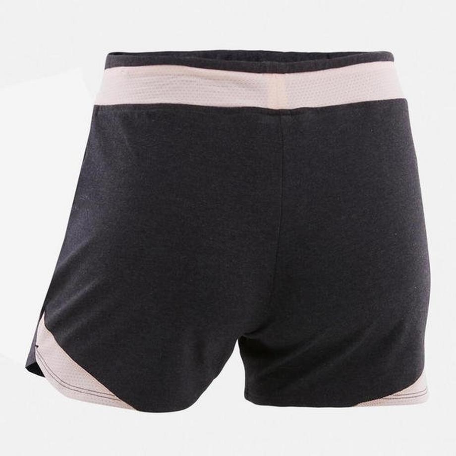 DOMYOS  Shorts atmungsaktiv 500 Gym Mädchen grau/rosa 