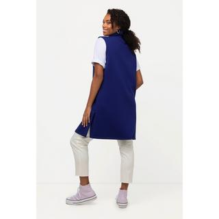 Ulla Popken  Veste longue en tissu scuba, sans manches. Col montant. Ligne en A. 