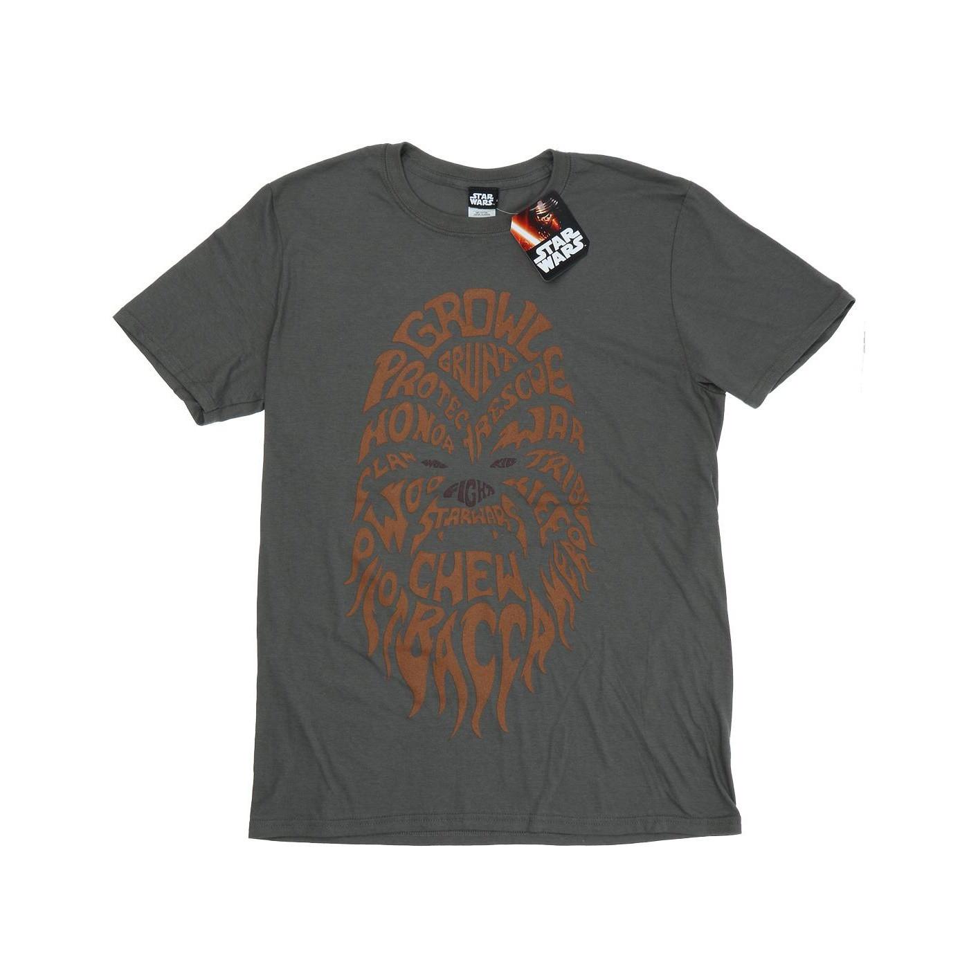 Image of Chewbacca Text Head Tshirt Herren Taubengrau S