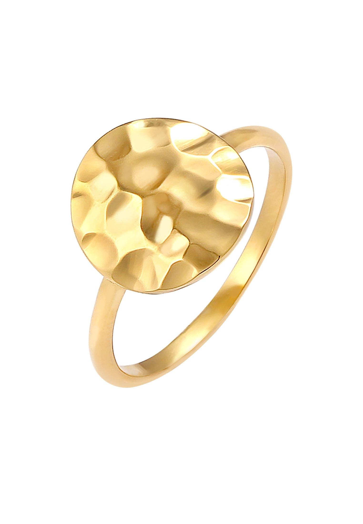 Image of Ring Dot Plättchen Gehämmert Damen Gold 54mm