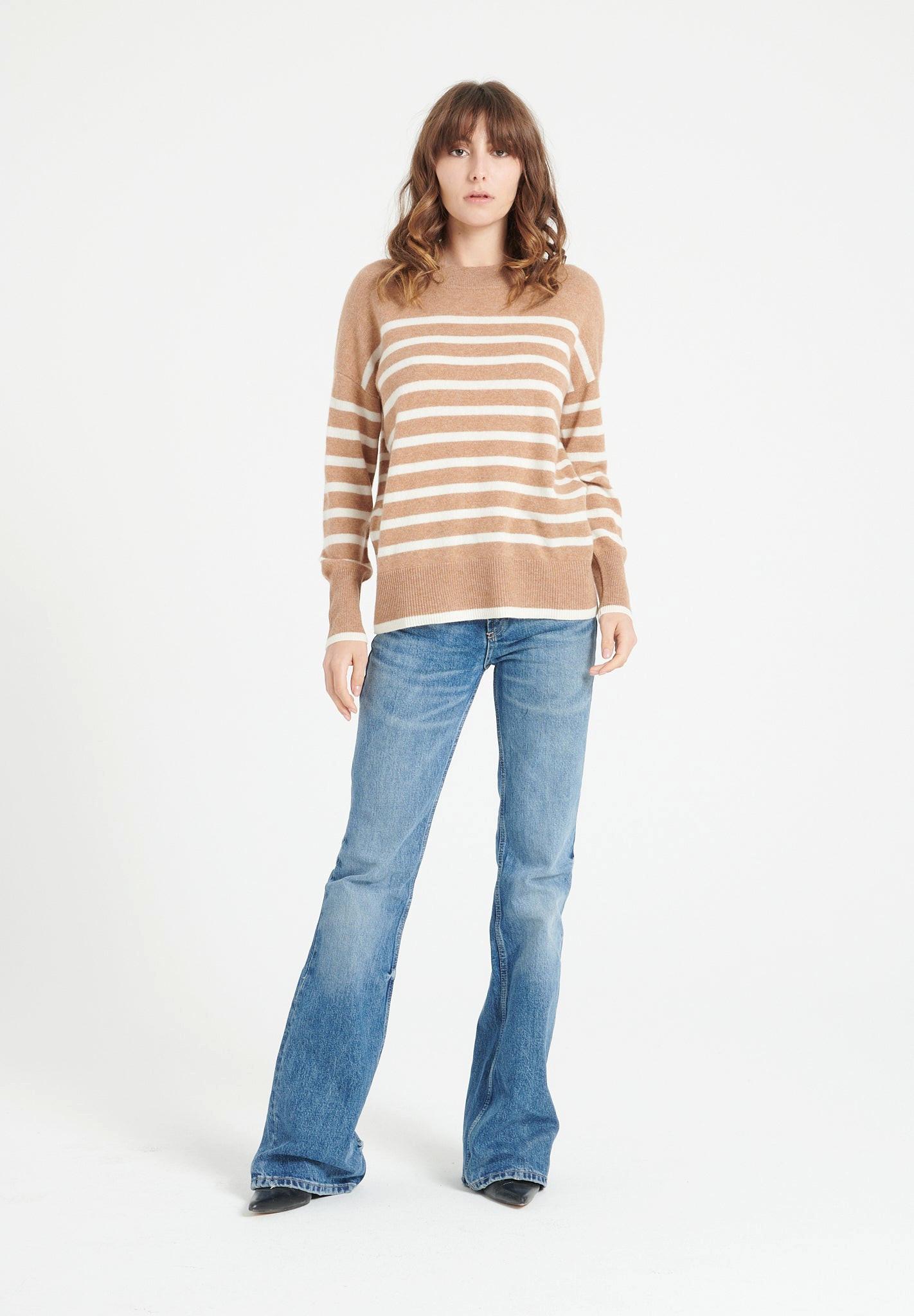 Studio Cashmere8  LILLY 24 Maglia a righe con collo rotondo - 100% cashmere 