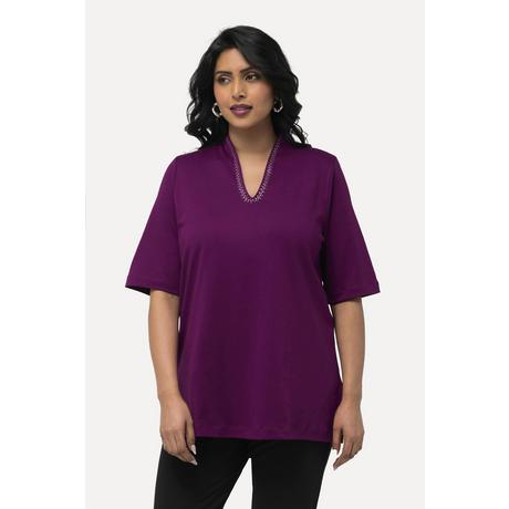 Ulla Popken  T-Shirt, Pima Cotton, A-Linie, Kelchkragen, Halbarm 