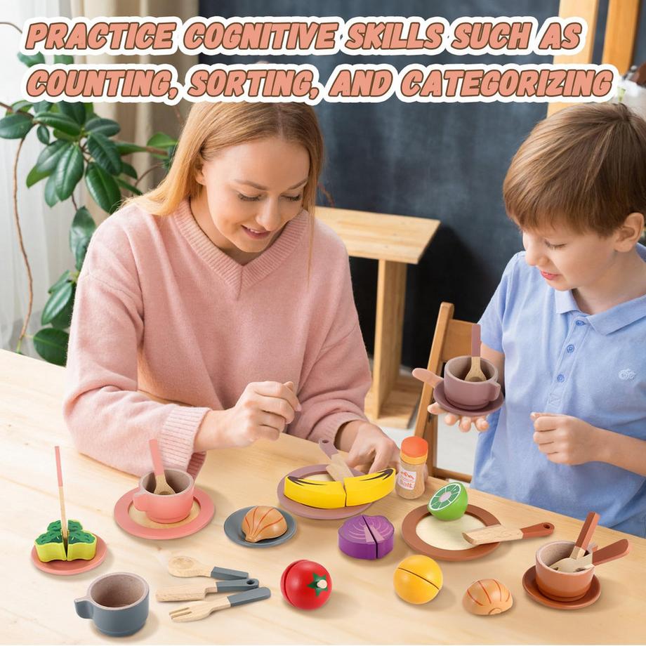 Activity-board  Set de vaisselle en bois pour cuisines d'enfants Accessoires de cuisine ludique Accessoires de cuisine pour enfants 
