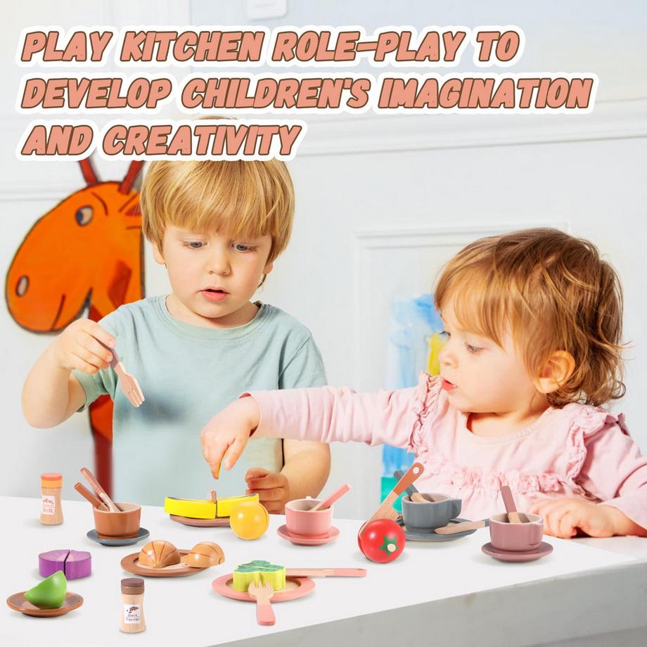 Activity-board  Set de vaisselle en bois pour cuisines d'enfants Accessoires de cuisine ludique Accessoires de cuisine pour enfants 