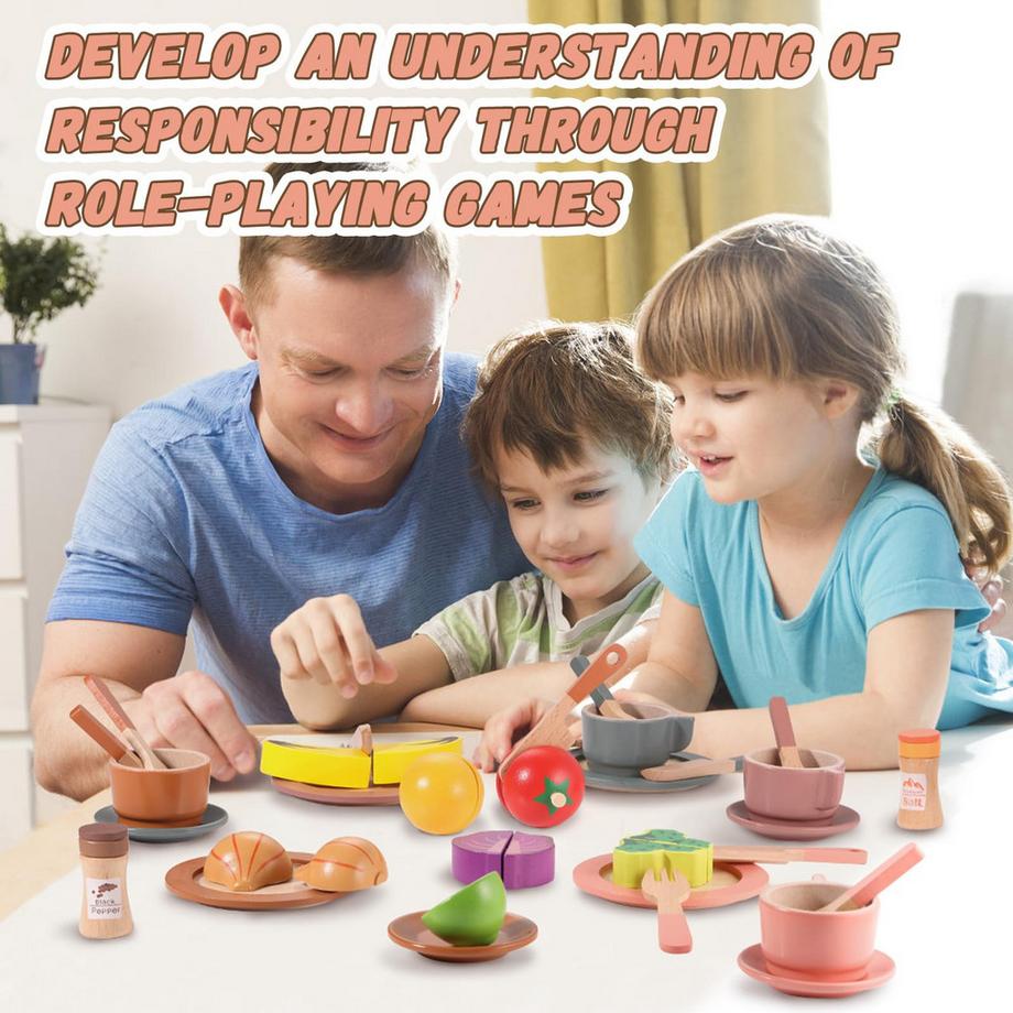 Activity-board  Set de vaisselle en bois pour cuisines d'enfants Accessoires de cuisine ludique Accessoires de cuisine pour enfants 