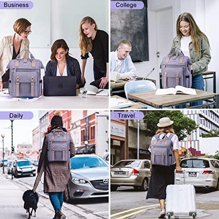 Only-bags.store Laptop Rucksack 15.6 Zoll mit Datenkabel-Beutel und USB Ladeanschluss  