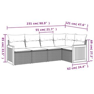 VidaXL set divano da giardino Polirattan  