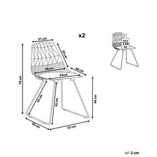 Beliani Esszimmerstuhl 2er Set aus Stahl Industriell HARLAN  