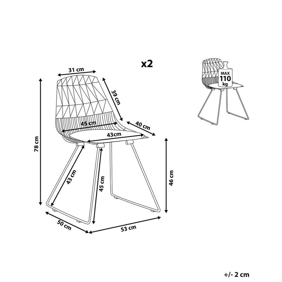 Beliani Set di 2 sedie da pranzo en Acciaio Industriale HARLAN  