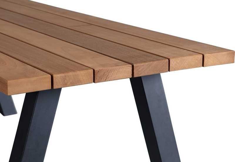 mutoni Tavolo da pranzo Tablo Outdoor legno FSC con gambe ad A in metallo 210x81  