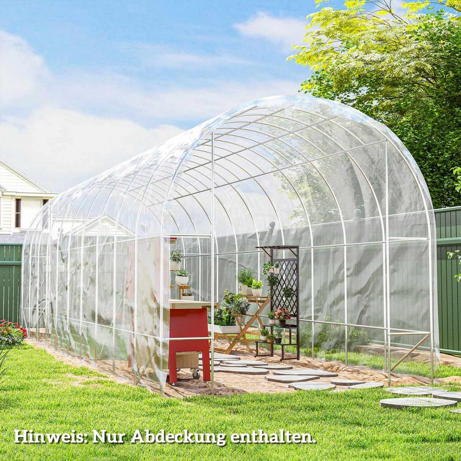 Northio Pellicola per serra 8x10 m pellicola da giardino impermeabile con protezione UV, pellicola extra spessa antistrappo in plastica, telone per serra polytunnel, pellicola per tunnel per uso esterno, trasparente  