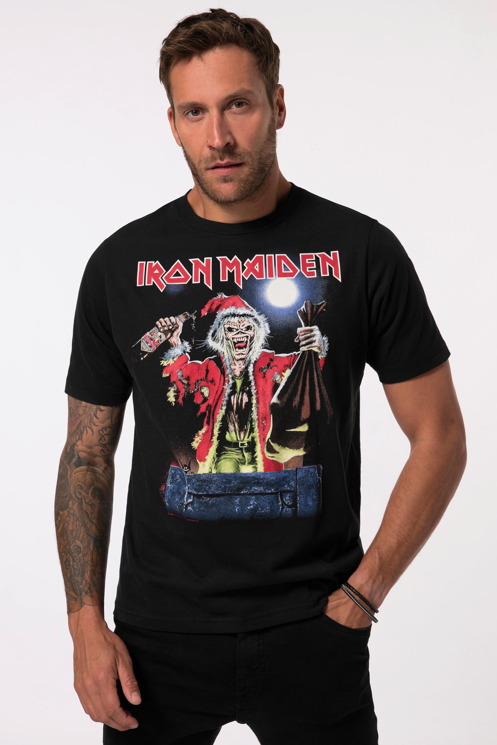 JP1880  T-shirt du groupe Iron Maiden, motif de Noël, manches courtes noir 