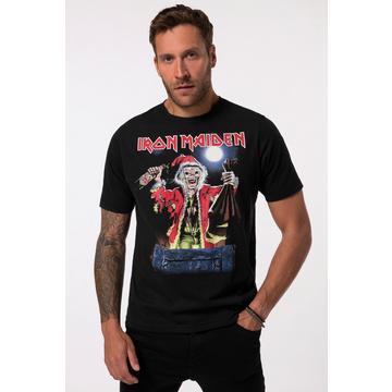 T-shirt du groupe Iron Maiden, motif de Noël, manches courtes noir