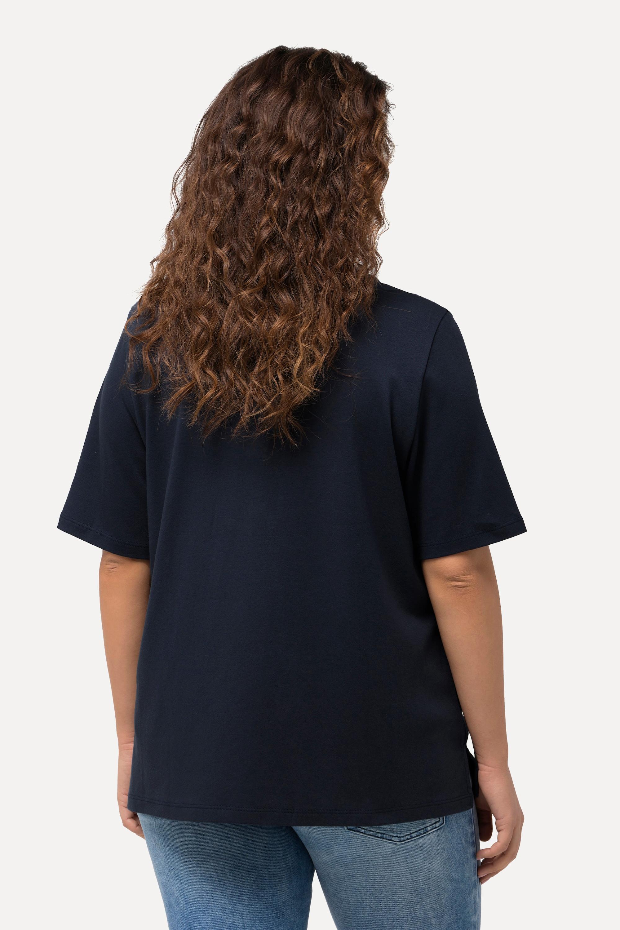 Ulla Popken Sweat-shirt Col Montant Ruban Fantaisie Manches Courtes  