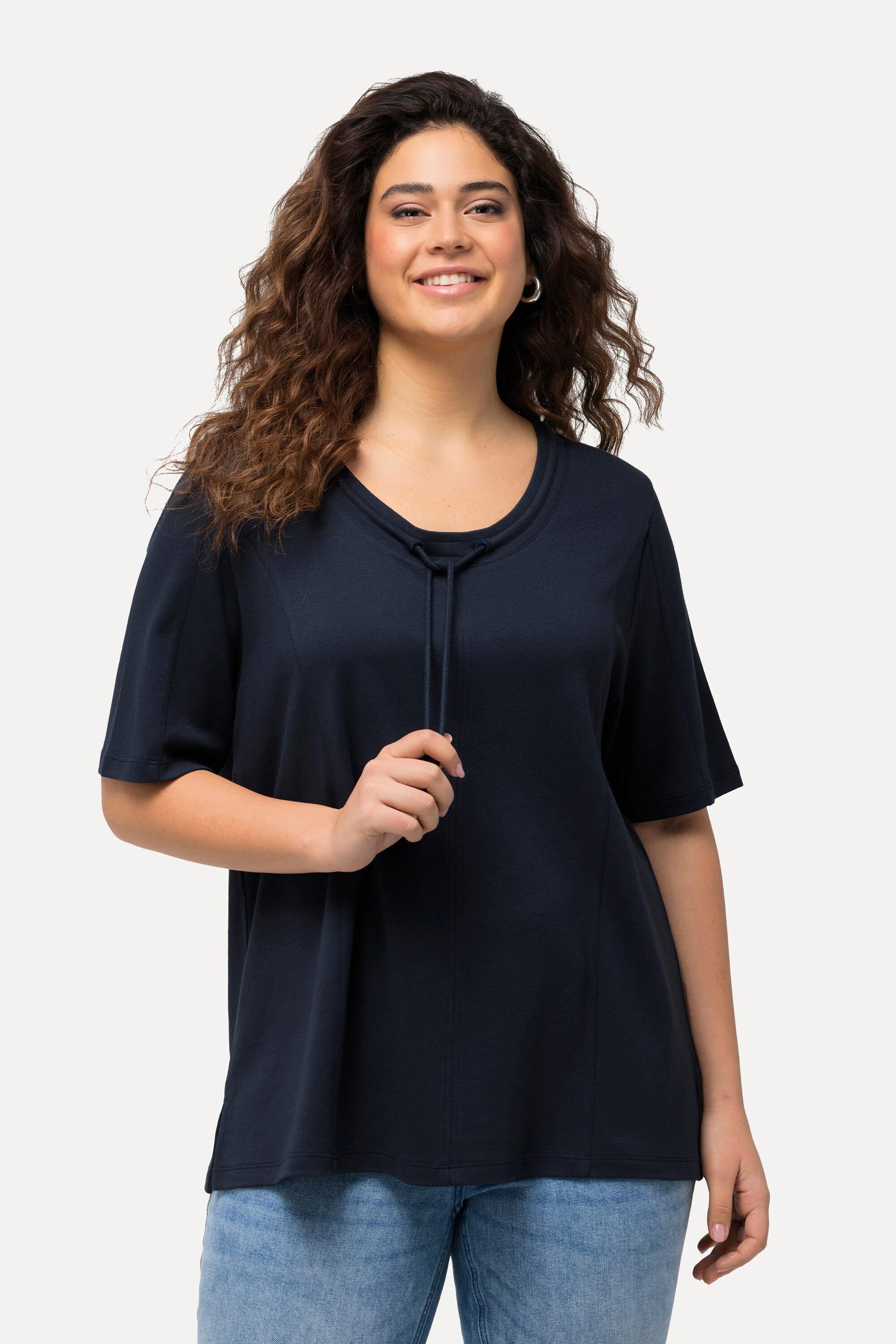 Ulla Popken Sweat-shirt Col Montant Ruban Fantaisie Manches Courtes  