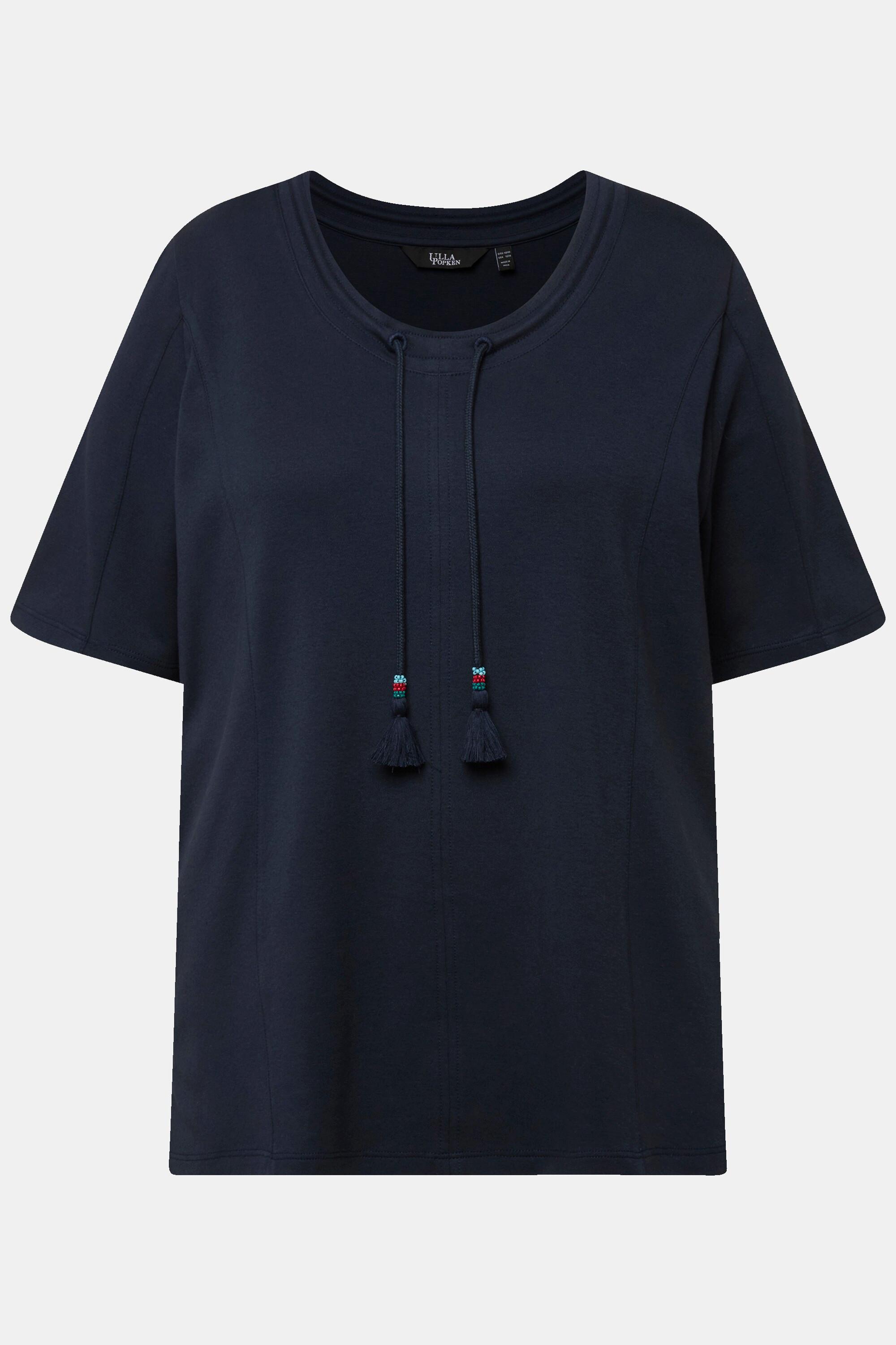 Ulla Popken Sweat-shirt Col Montant Ruban Fantaisie Manches Courtes  