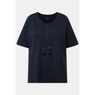 Ulla Popken Sweat-shirt Col Montant Ruban Fantaisie Manches Courtes  