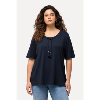 Ulla Popken Sweat-shirt Col Montant Ruban Fantaisie Manches Courtes  