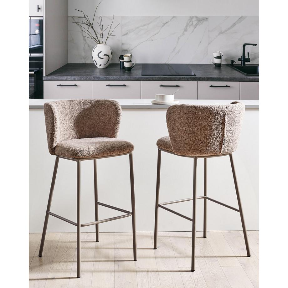 Beliani Set mit 2 Barstühlen aus Bouclé Modern MINA II  