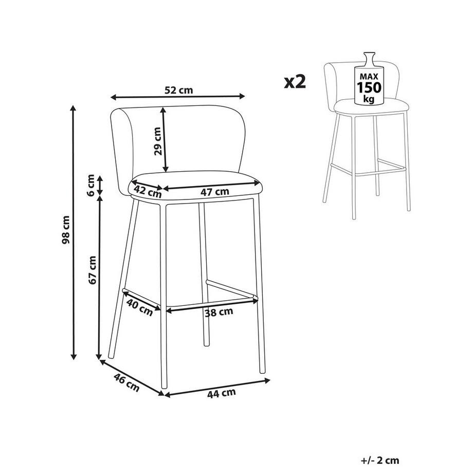 Beliani Set mit 2 Barstühlen aus Bouclé Modern MINA II  