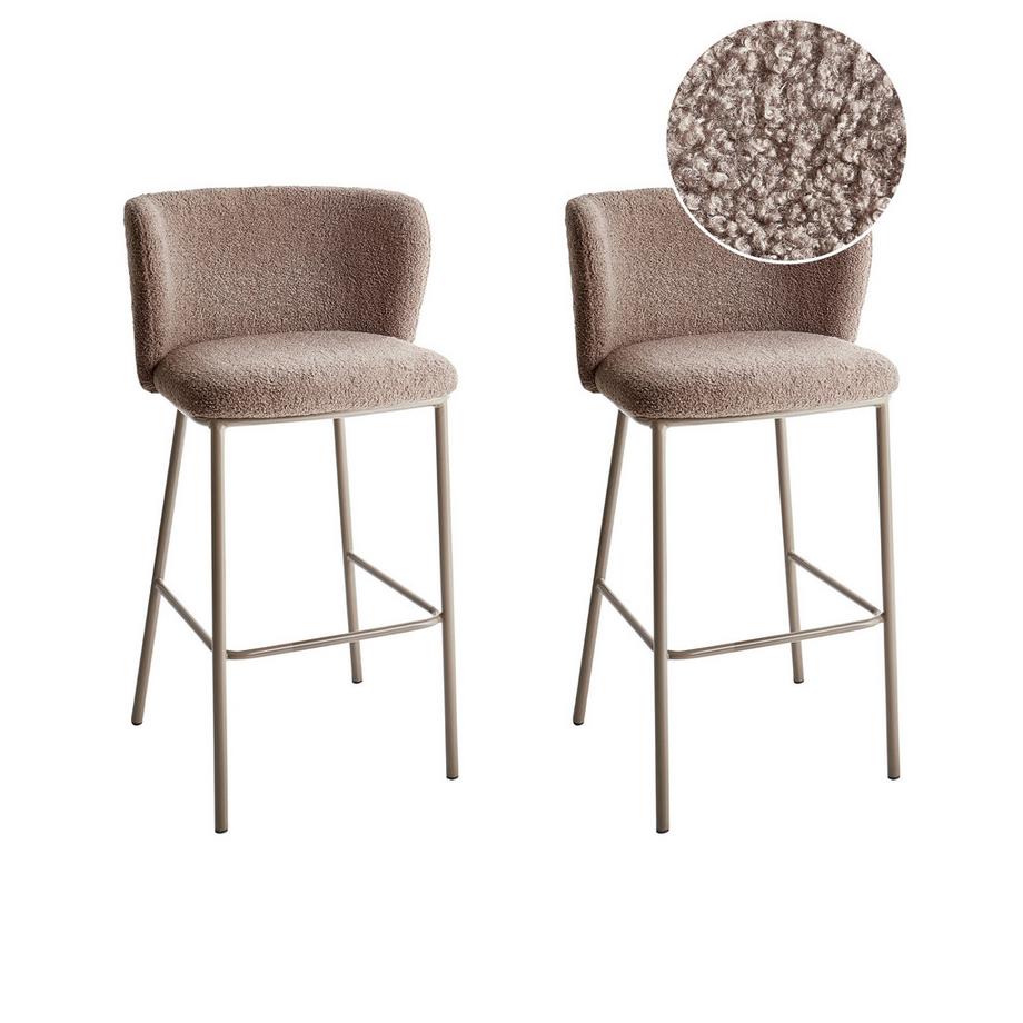 Beliani Set mit 2 Barstühlen aus Bouclé Modern MINA II  
