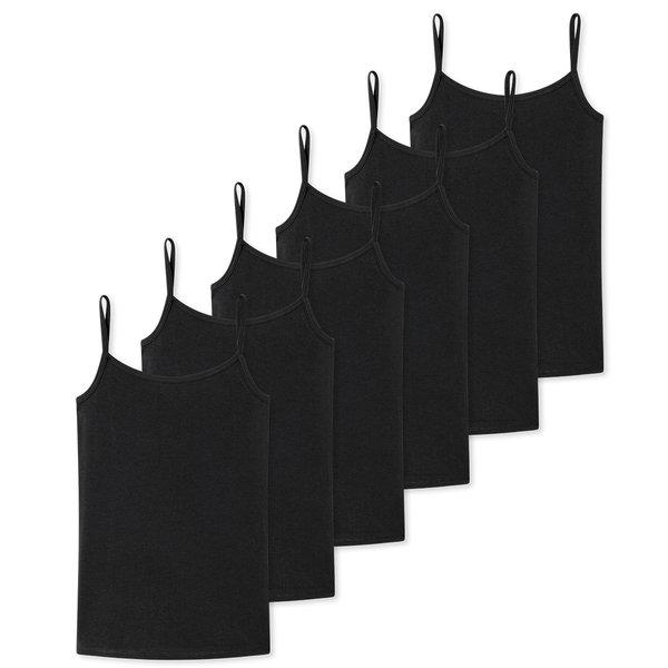 Image of 6er Pack Teens Girls 955 Organic Cotton - Spaghetti-tops Unterhemden Mädchen Schwarz 176