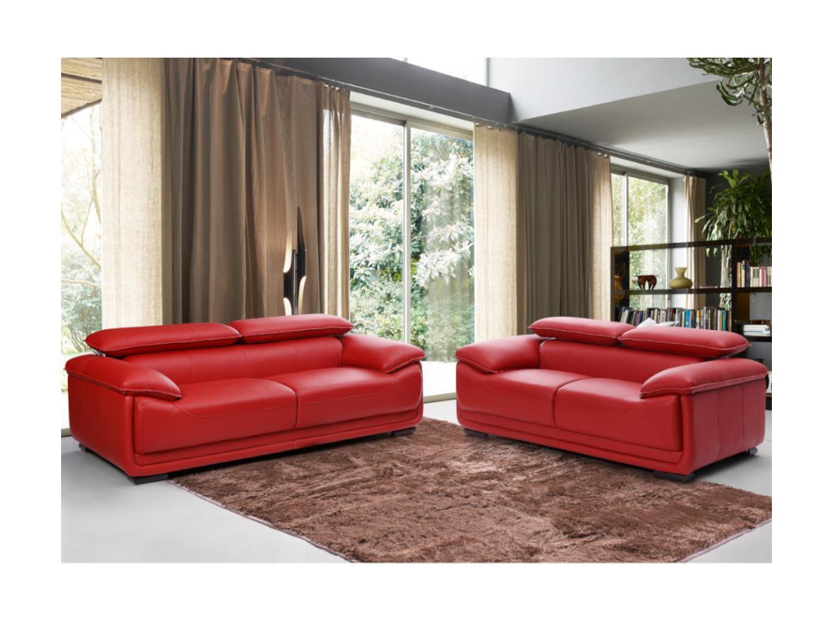 Vente-unique Ledersofa 2Sitzer MACELO  