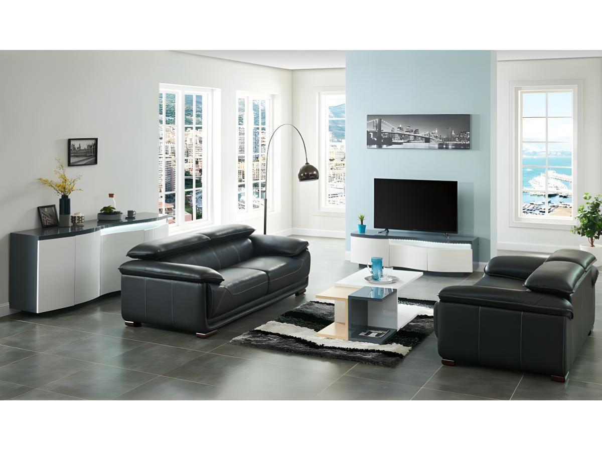 Vente-unique Ledersofa 2Sitzer MACELO  