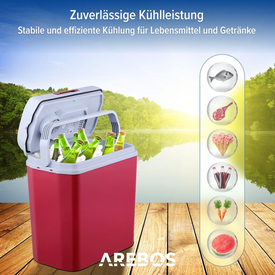Arebos  Kühlbox 20L Auto Thermoelektrische Warmhaltebox 12V 230V Kühlschrank 
