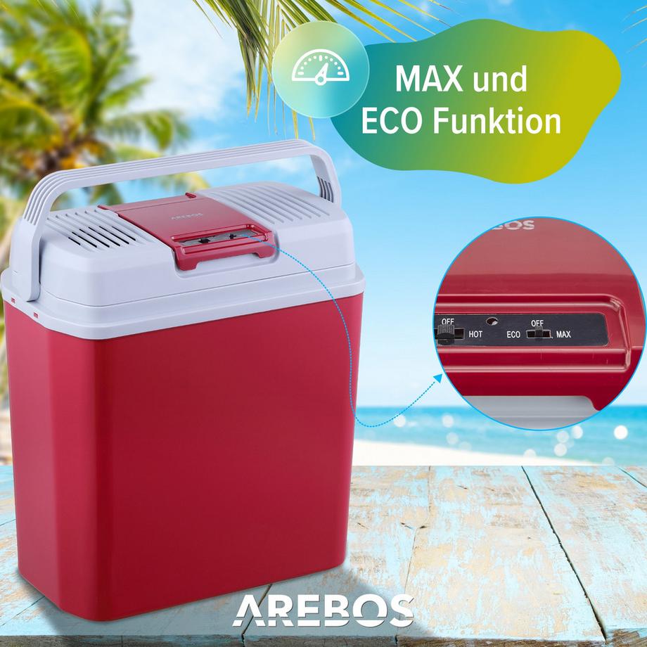 Arebos  Kühlbox 20L Auto Thermoelektrische Warmhaltebox 12V 230V Kühlschrank 