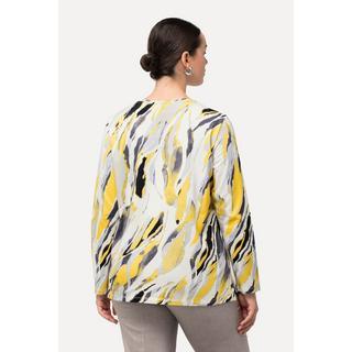 Ulla Popken  Shirt, Marmordruck, Ziersteine, Rundhals, Langarm 