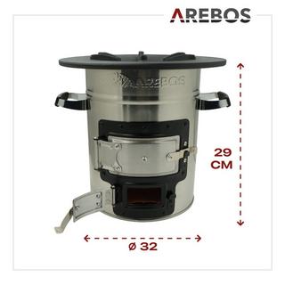 Arebos  Raketenofen inkl. Grillpfanne Dutch Oven BBQ Rocket Stove Camping-Ofen 