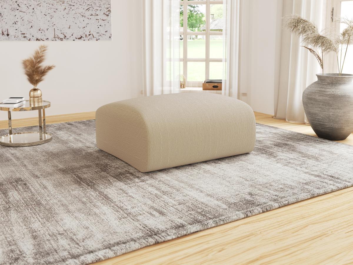 Maison Céphy Pouf en tissu texturé beige POGNI de Maison Céphy  