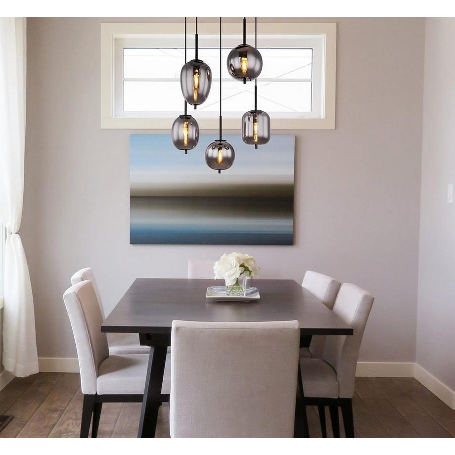 mutoni Lampe à suspension Blacky métal noir mat 5xE14  