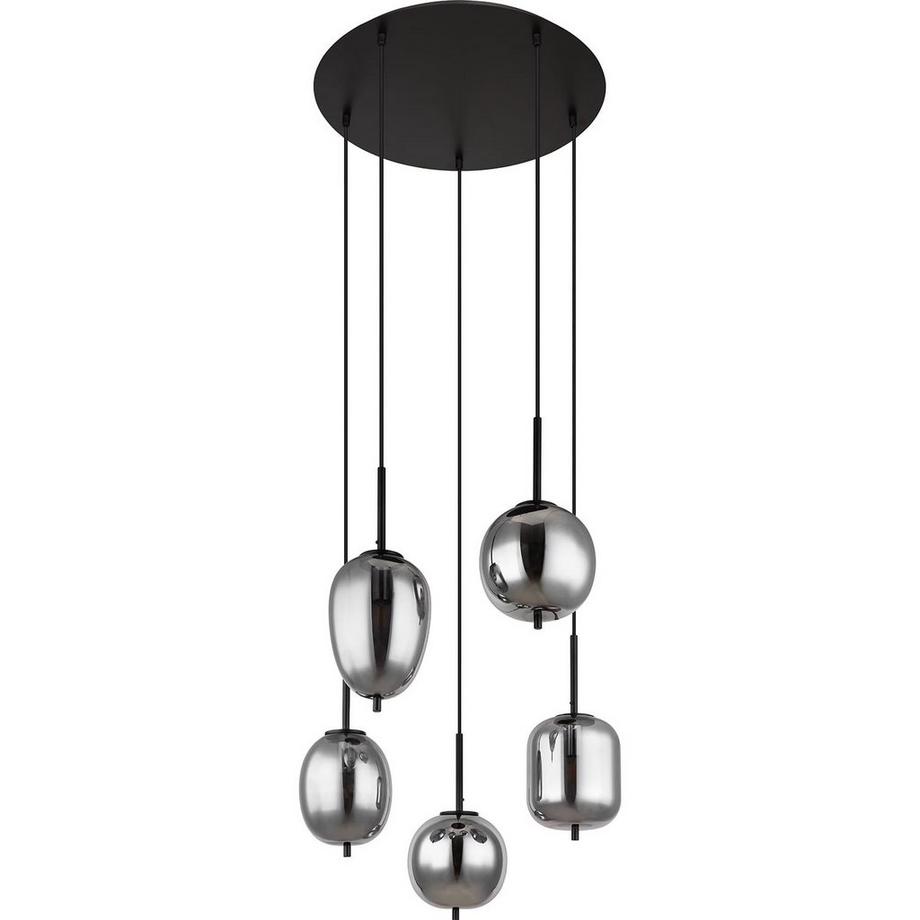 mutoni Lampe à suspension Blacky métal noir mat 5xE14  