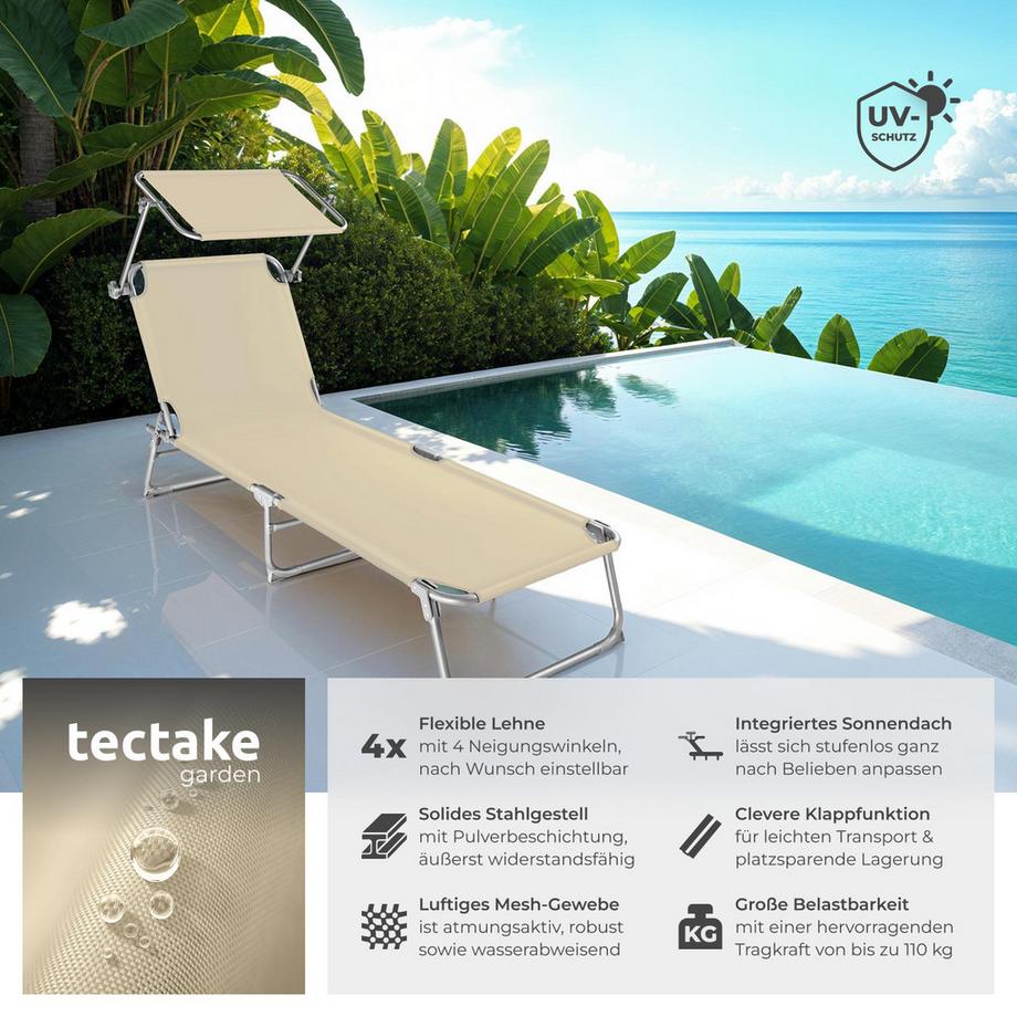 Tectake Set di 2 lettini prendisole  pieghevoli  