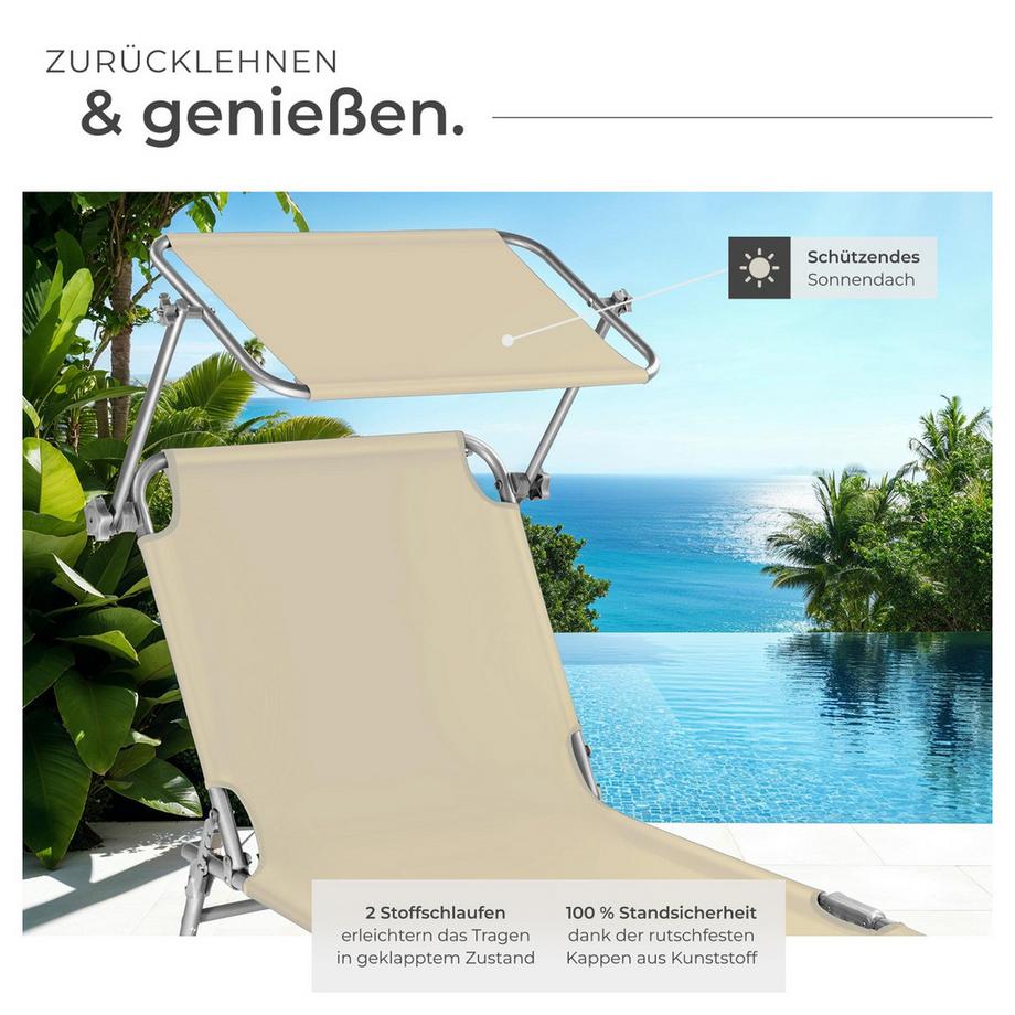 Tectake Set di 2 lettini prendisole  pieghevoli  