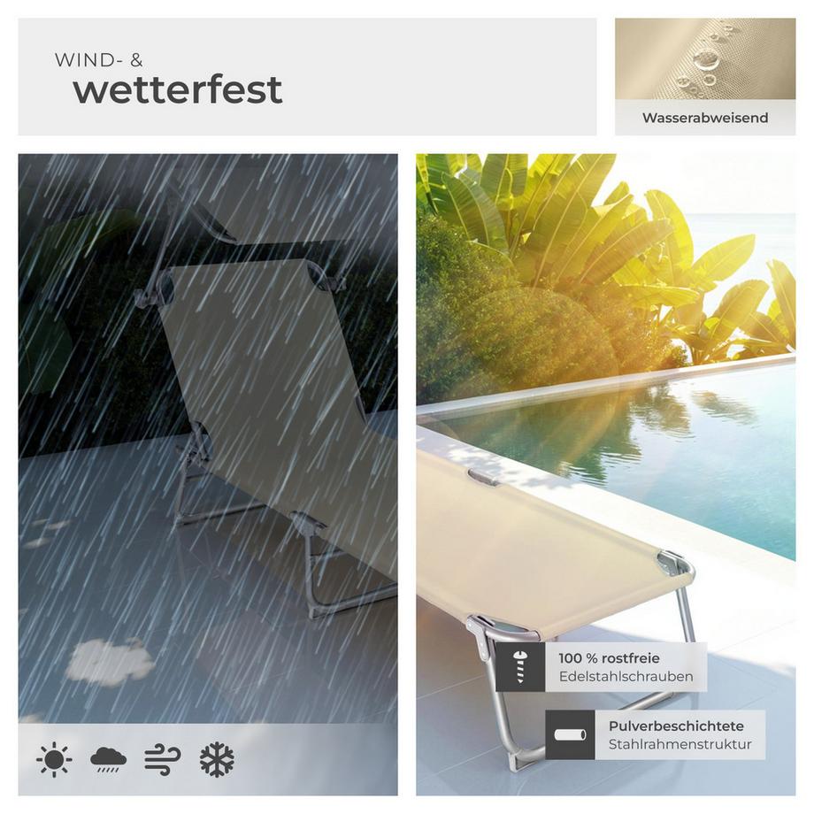 Tectake Set di 2 lettini prendisole  pieghevoli  