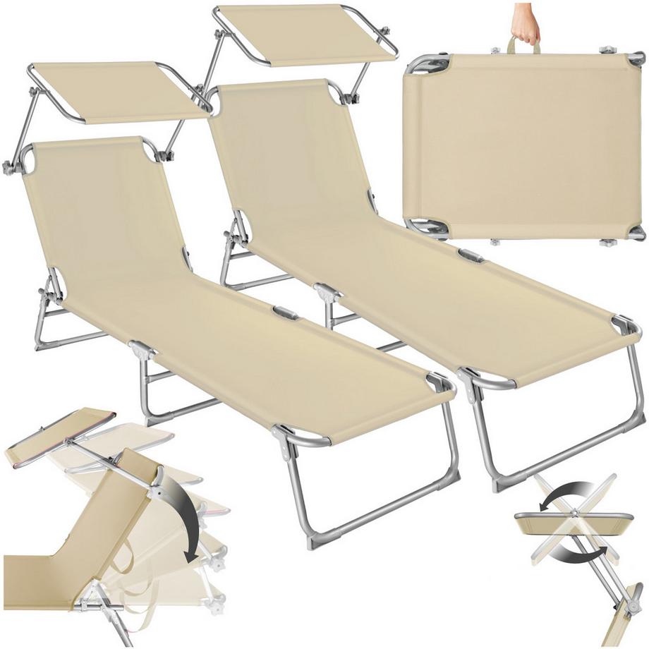 Tectake Set di 2 lettini prendisole  pieghevoli  