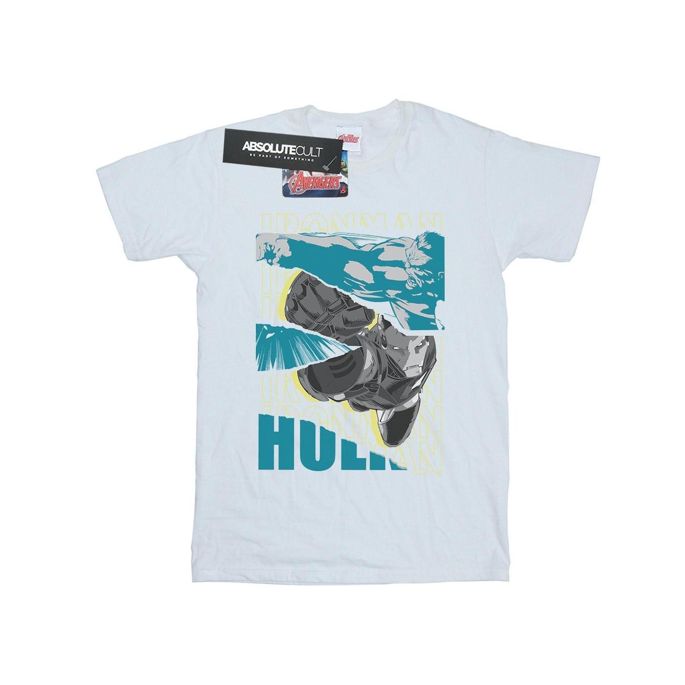 Image of Avengers Iron Man And Hulk Collage Tshirt Damen Weiss M