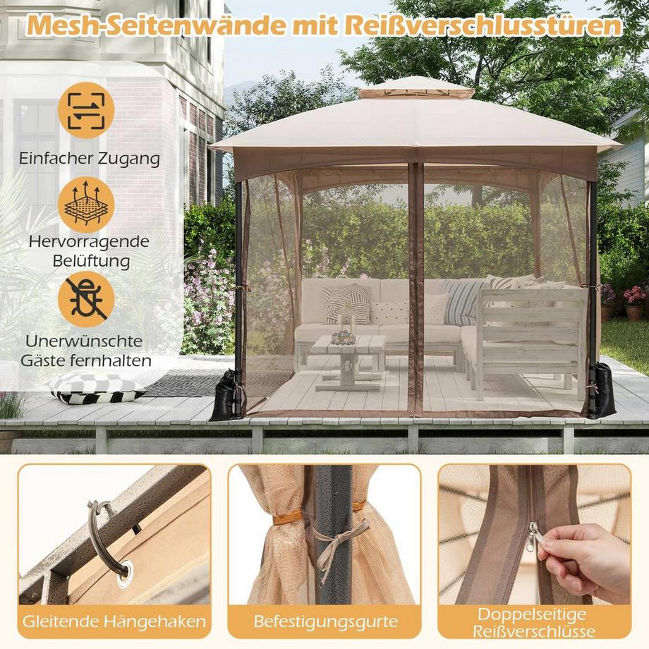 Northix Pavillon mit Moskitonetz und Sandsäcken  