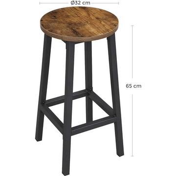 Barhocker, 2er Set, Rund D: 32 x H: 65 cm, Traglast 150 kg