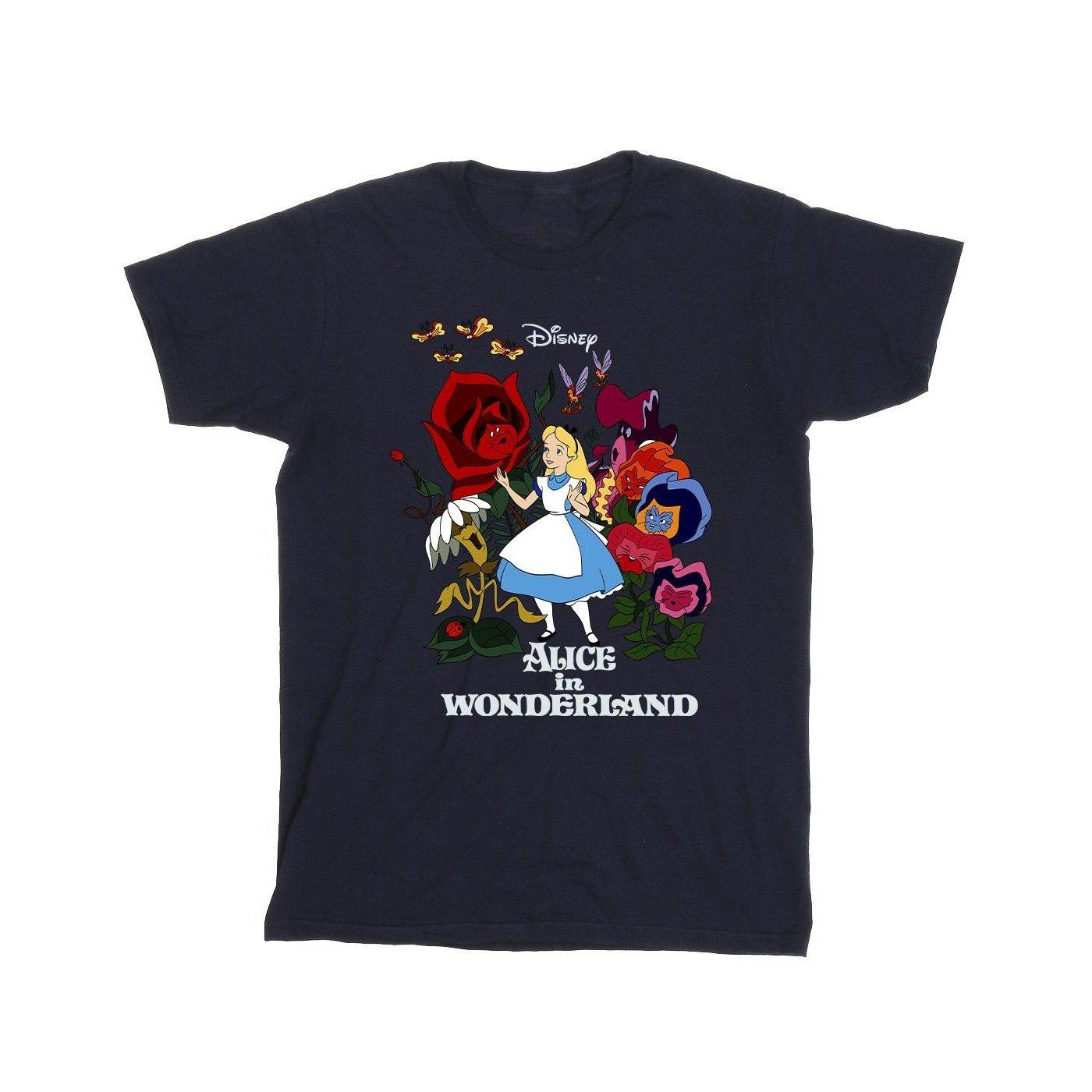 Image of Alice In Wonderland Flowers Tshirt Herren Marine S