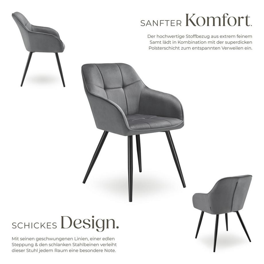 Tectake Sedia da pranzo Marilyn Imbottita, in velluto, trapuntata  